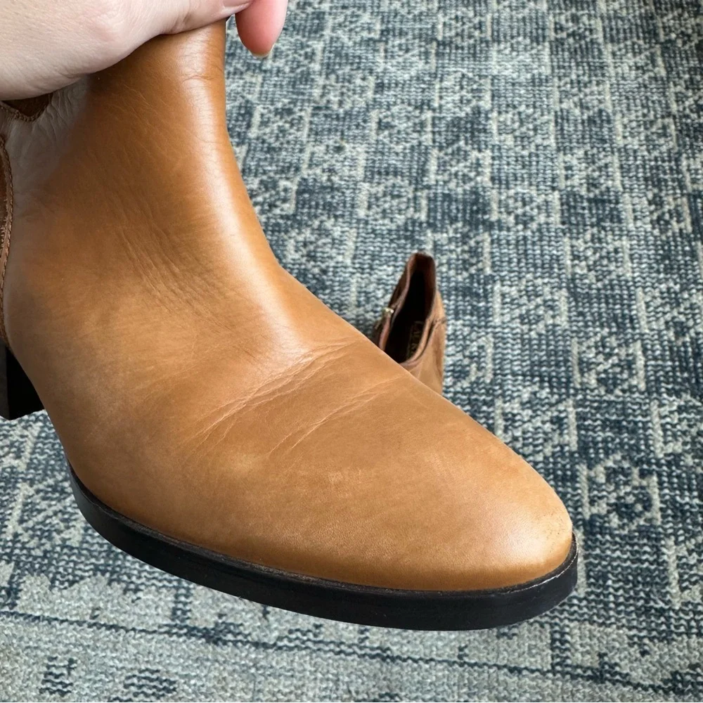 💙 Lauren Ralph Lauren Damara Booties in Cognac Brown Leather & Suede size 8